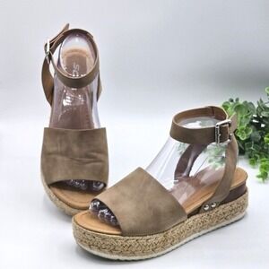 SODA Espadrille Platform Sandals Ankle Strap Casual Flatforms Women's 8 READ‎